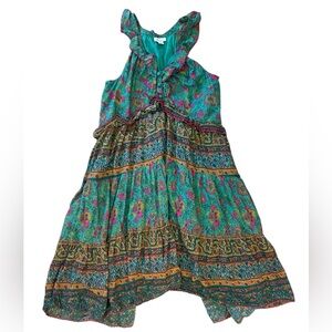 Sundance Catalog Teal Sleeveless Floral Prairie Midi Dress 💐
